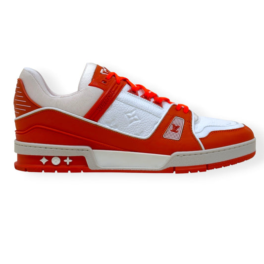LOUIS VUITTON LEATHER LV TRAINER ORANGE / WHITE UK11 | UK 11, Orange