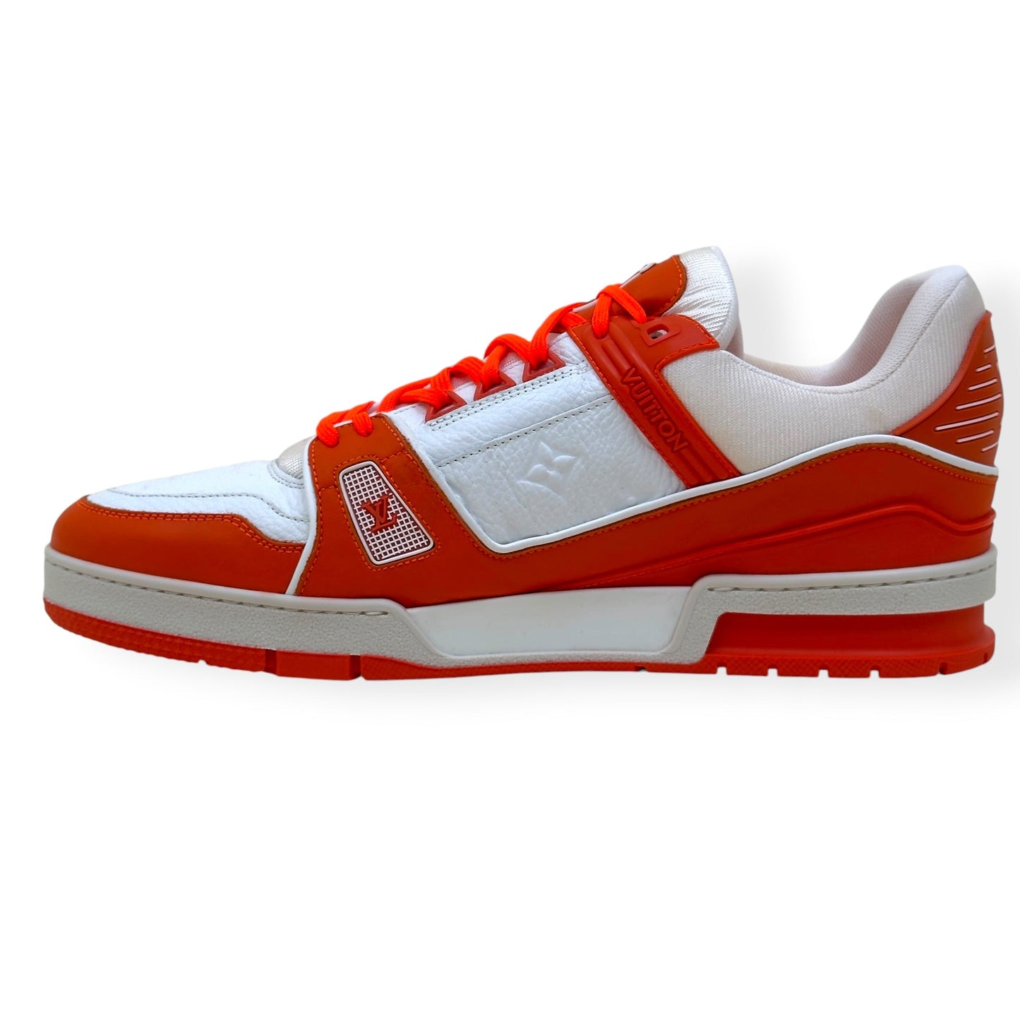 LOUIS VUITTON LEATHER LV TRAINER ORANGE / WHITE UK11 | UK 11, Orange