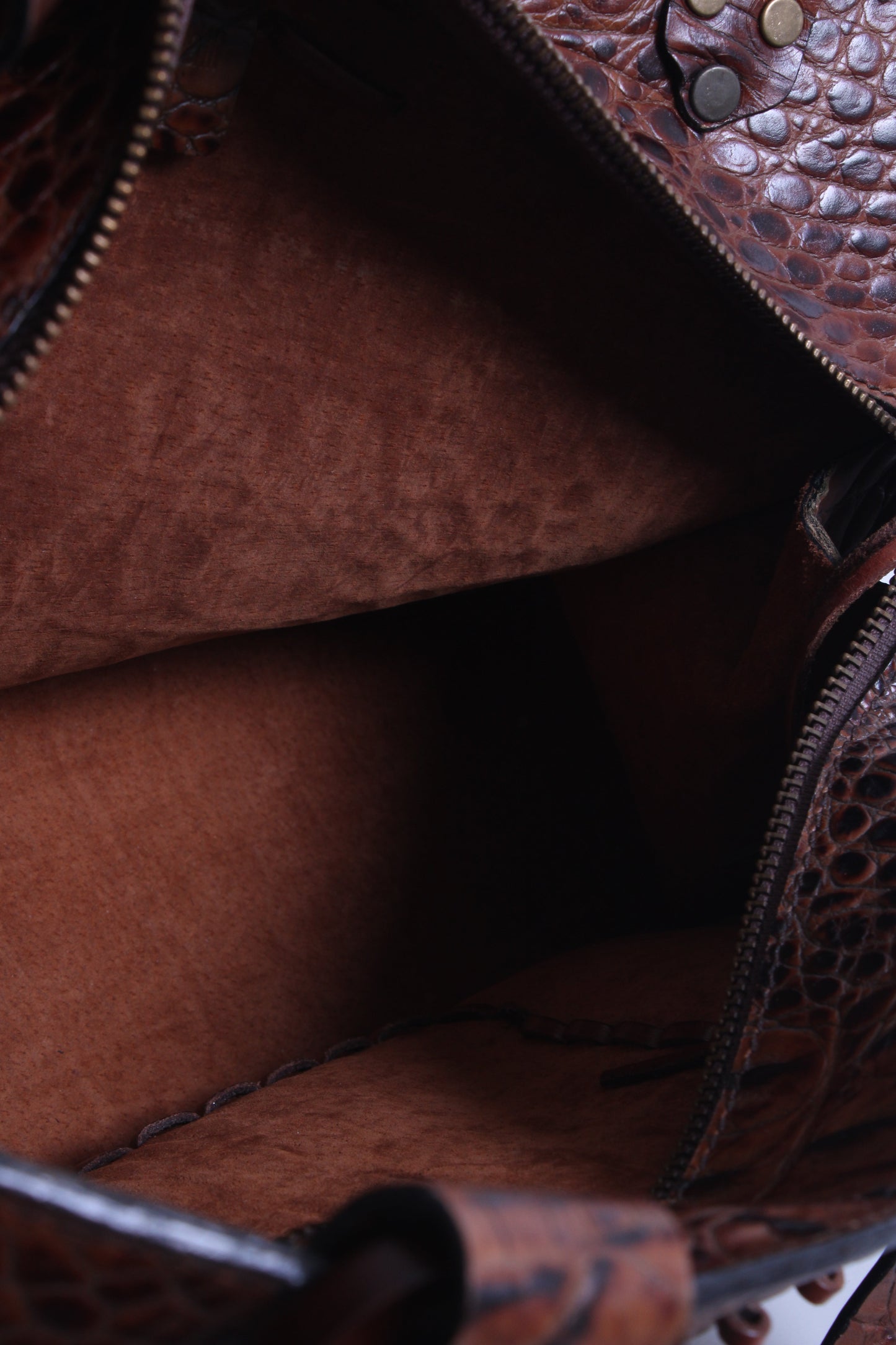 Roberto Cavalli Crocodile Embossed Handbag Tan | O/S, Tan