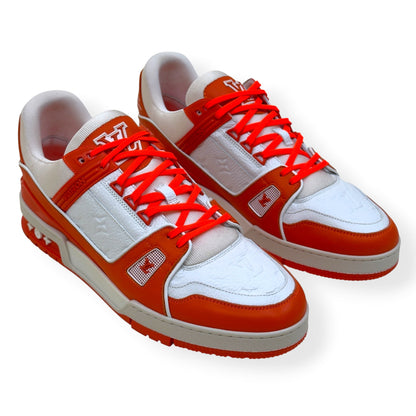 LOUIS VUITTON LEATHER LV TRAINER ORANGE / WHITE UK11 | UK 11, Orange