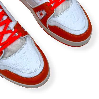 LOUIS VUITTON LEATHER LV TRAINER ORANGE / WHITE UK11 | UK 11, Orange
