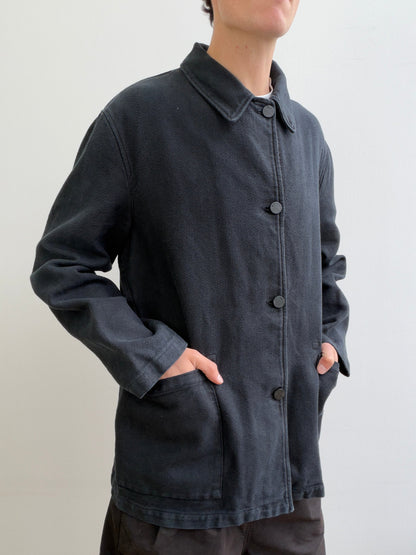 C.P. Company Navy Cotton Linen Button Workwear Jacket | O/S, Navy