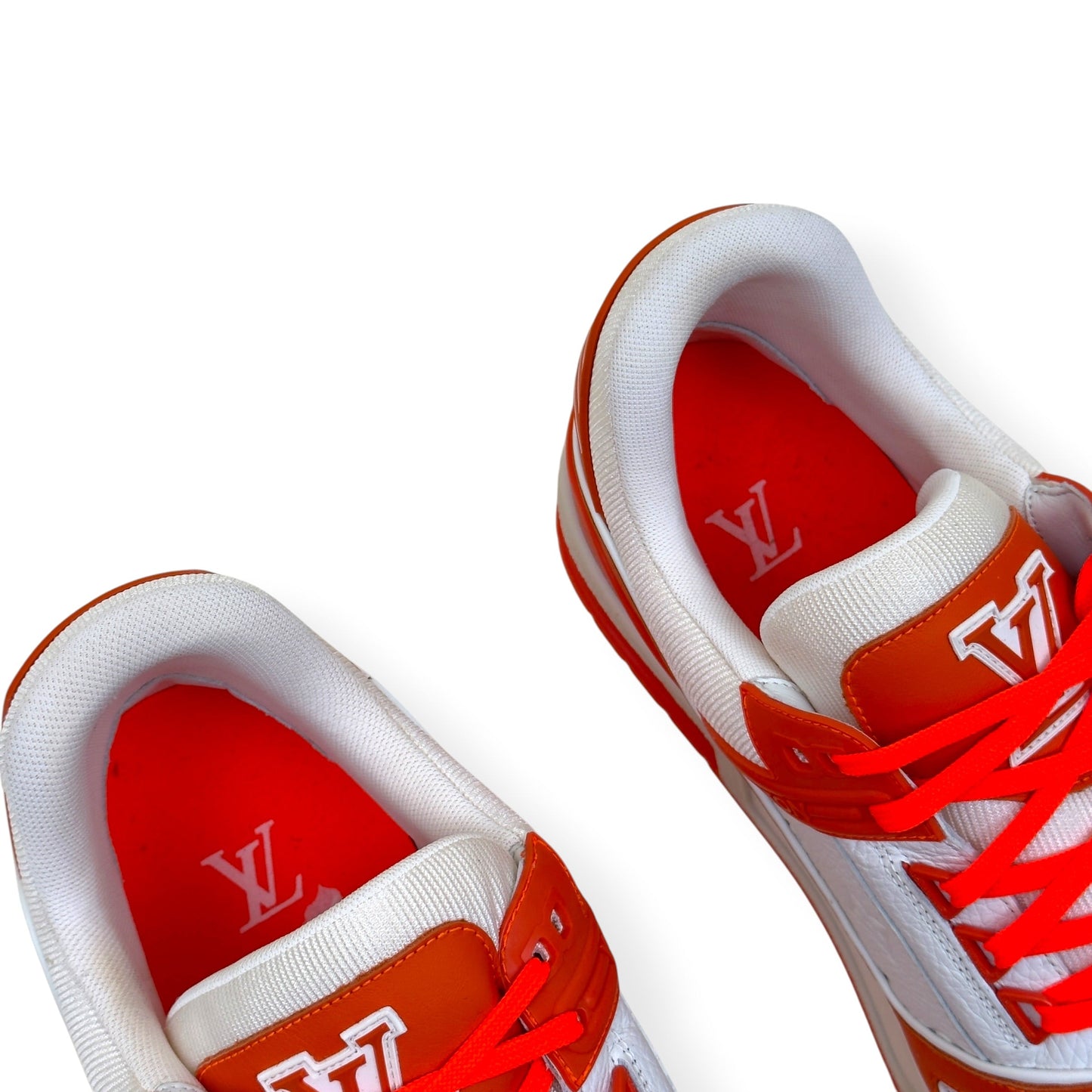 LOUIS VUITTON LEATHER LV TRAINER ORANGE / WHITE UK11 | UK 11, Orange