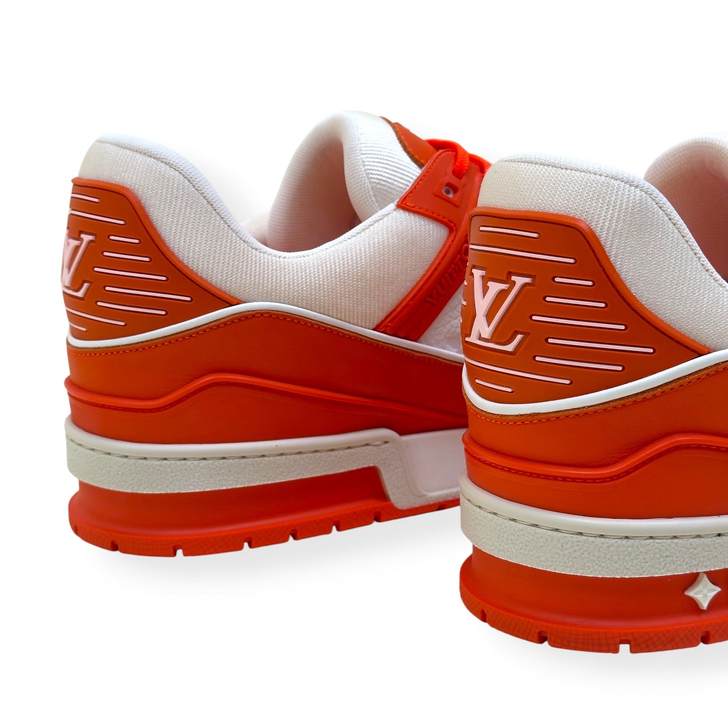 LOUIS VUITTON LEATHER LV TRAINER ORANGE / WHITE UK11 | UK 11, Orange