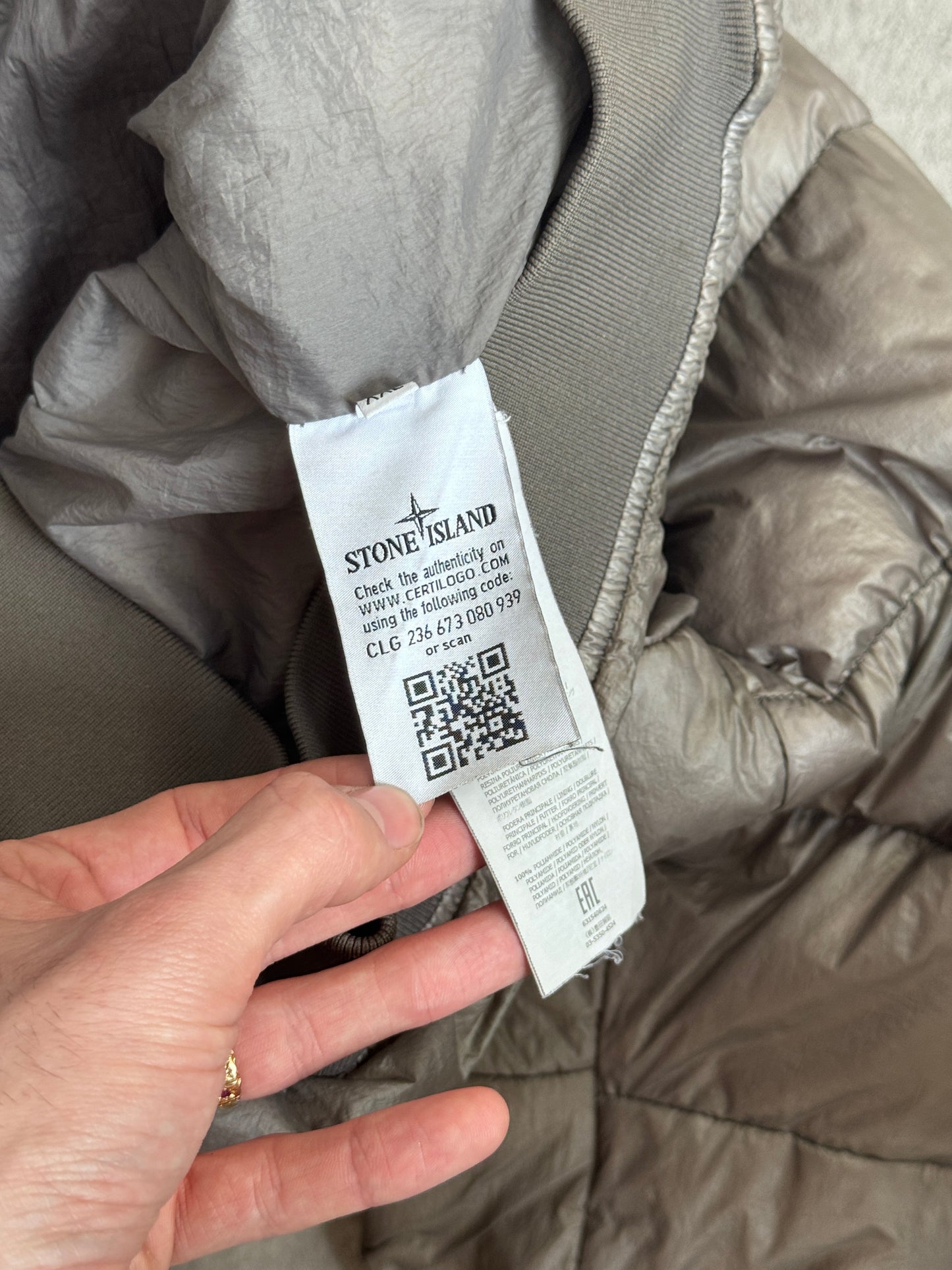 Stone Island A/W 2016 Garment Dyed Grey Down Puffer Jacket