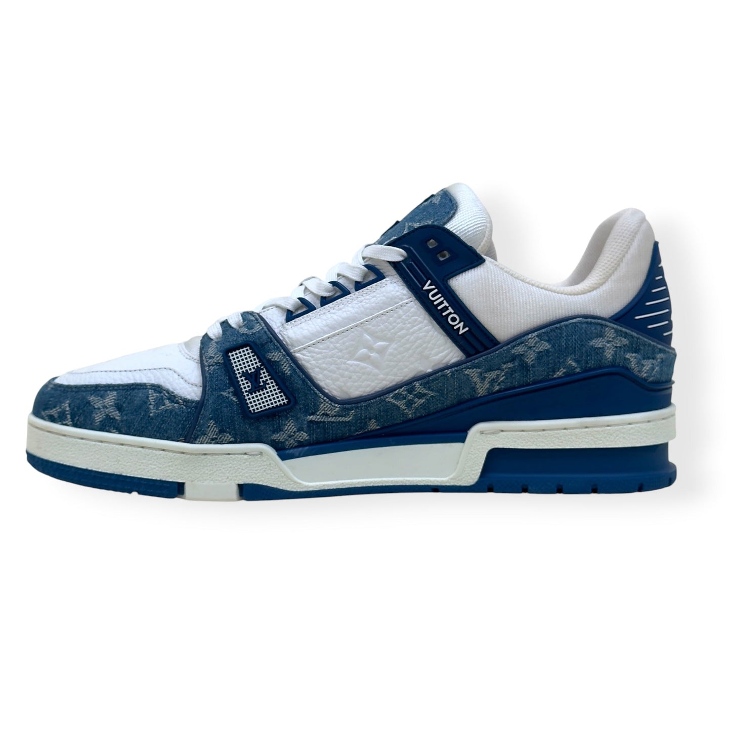 LOUIS VUITTON DENIM LV TRAINER BLUE / WHITE UK9.5 | UK 9.5, Blue