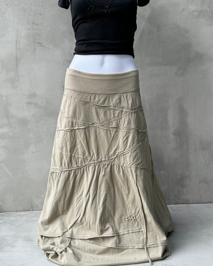 COP COPINE BEIGE COTTON RUFFLE MAXI SKIRT - M/L | M/L, Beige