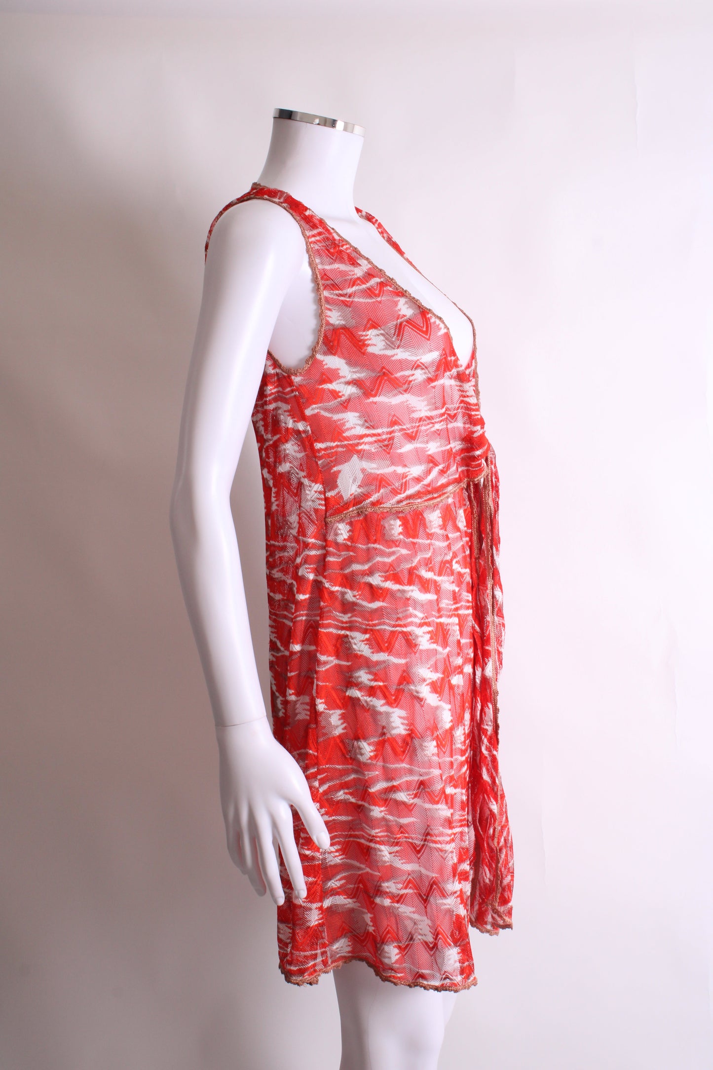 Missoni Mare S/S Knit Tunic Dress Red/ White 12 | O/S, Red
