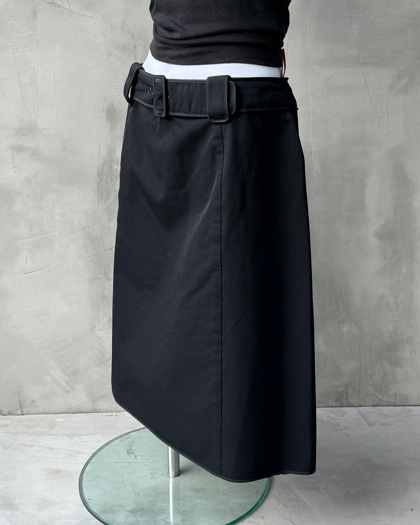 PRADA SPORT NYLON BELTED MIDI SKIRT - L
