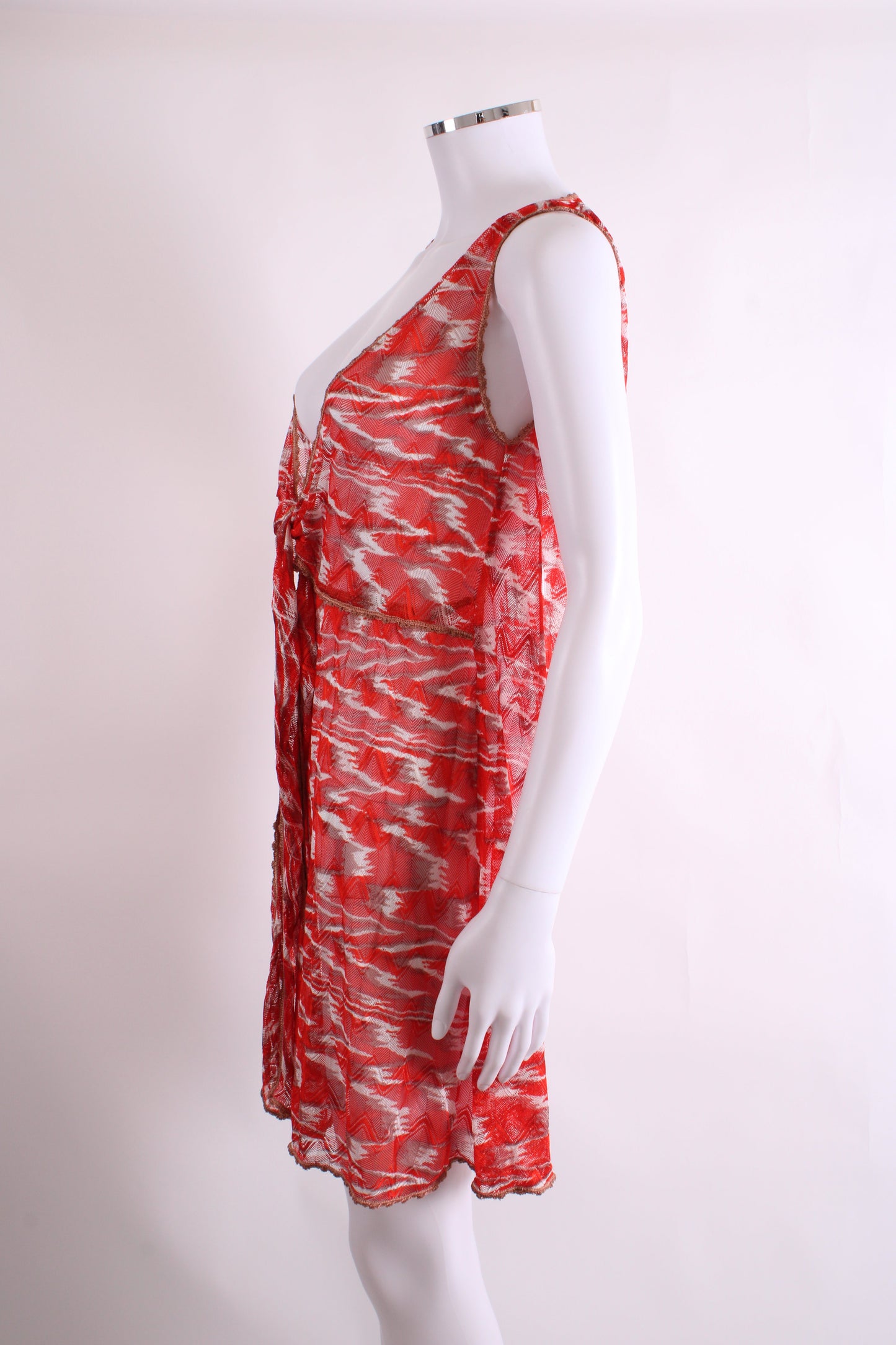 Missoni Mare S/S Knit Tunic Dress Red/ White 12 | O/S, Red