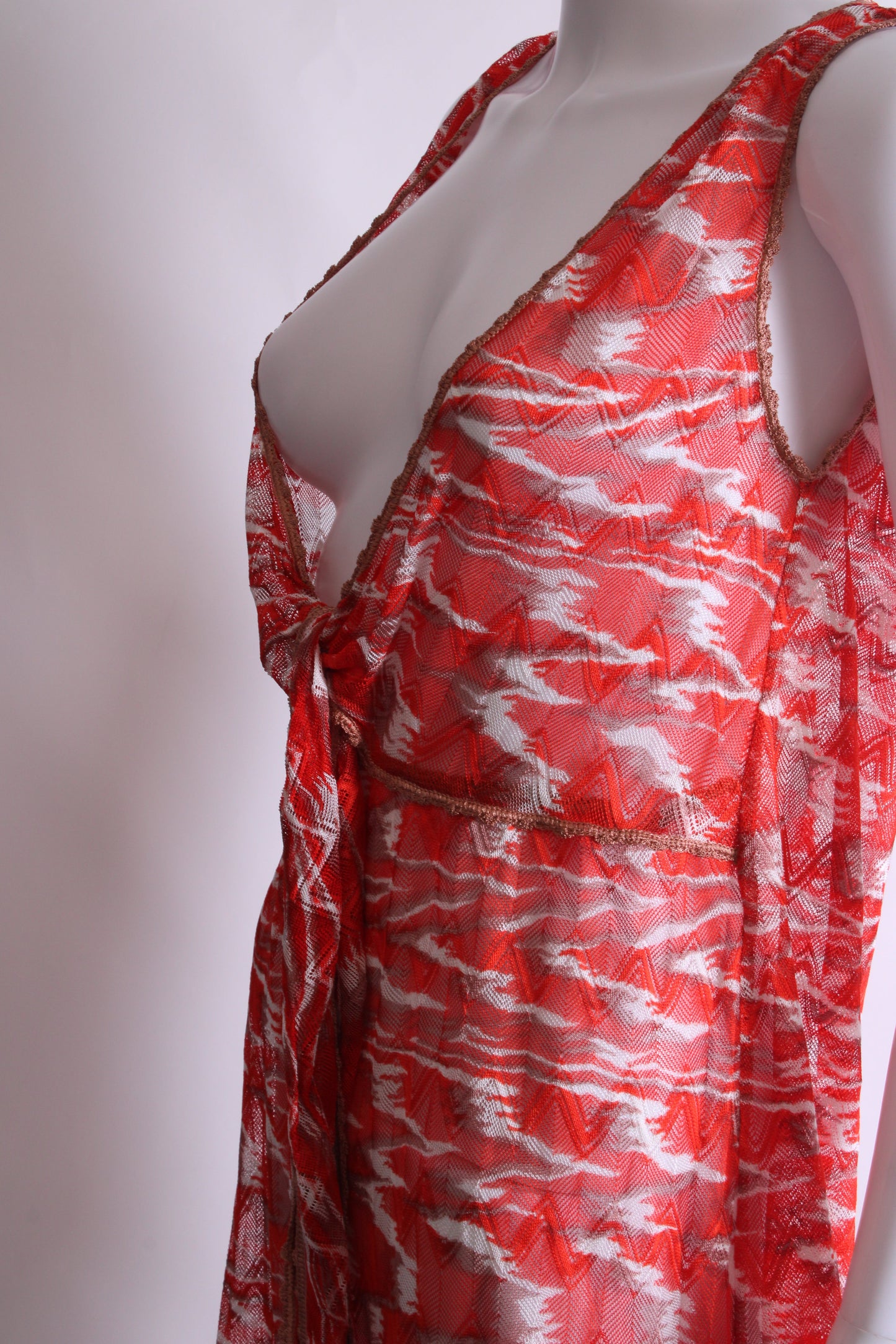 Missoni Mare S/S Knit Tunic Dress Red/ White 12 | O/S, Red