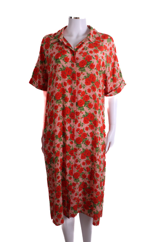 Really Wild London S/S Rose Print Tunic Pink/ Red 14 | O/S, Multicoloured