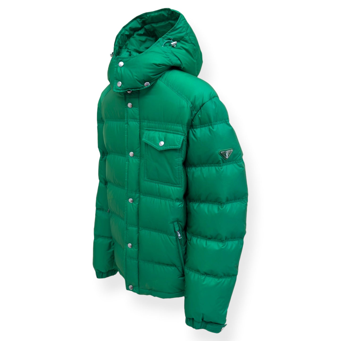 PRADA DOWN HOODED PUFFER JACKET GREEN 56 / XL | XL, Green