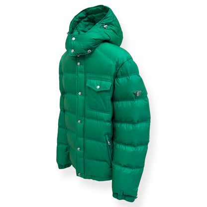 PRADA DOWN HOODED PUFFER JACKET GREEN 56 / XL | XL, Green