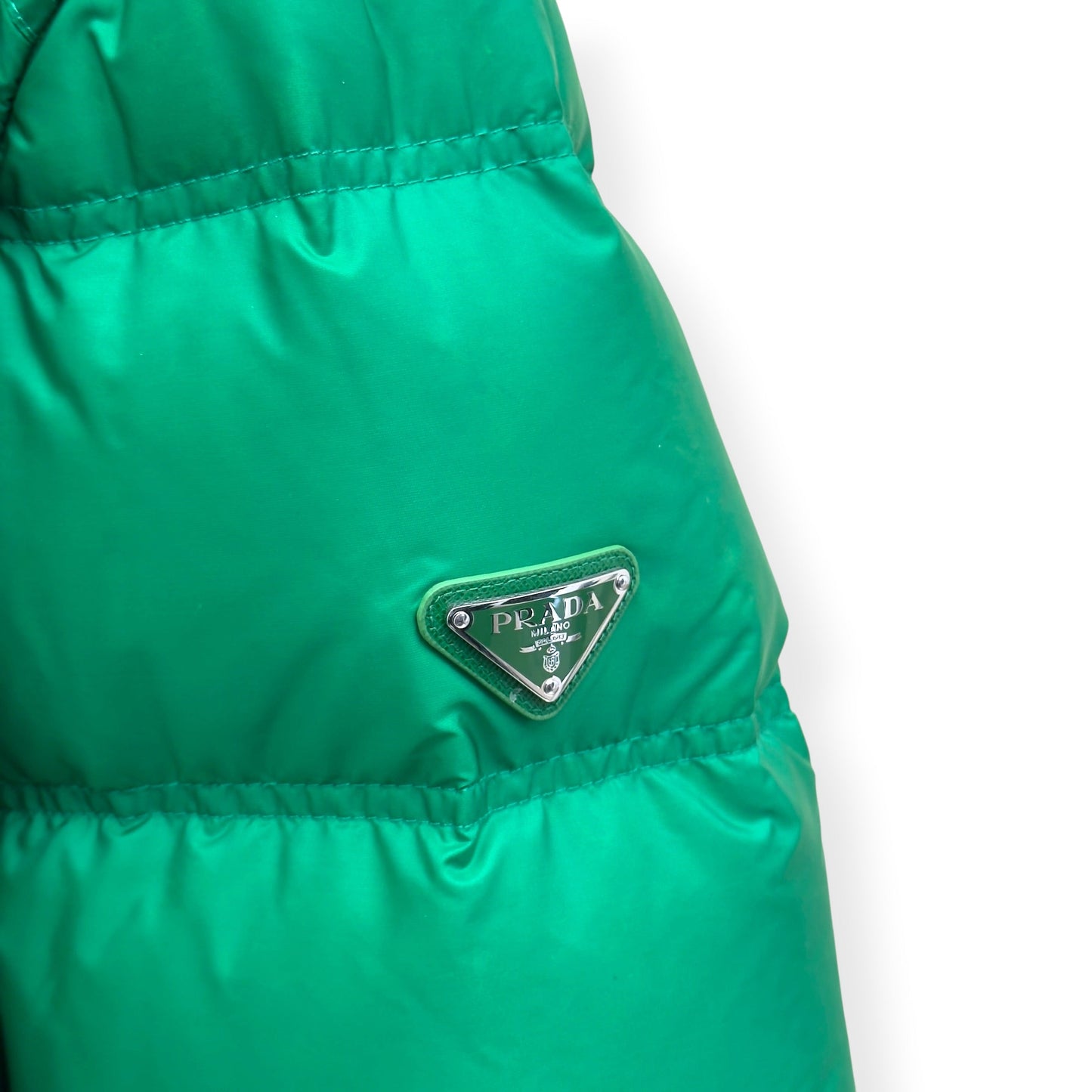 PRADA DOWN HOODED PUFFER JACKET GREEN 56 / XL | XL, Green