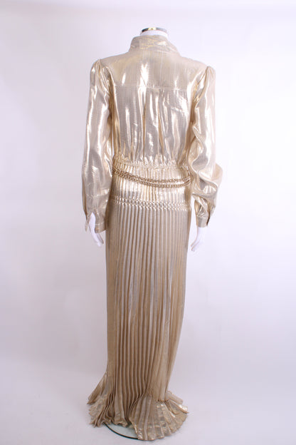 Self Portrait Gold Metallic Neck Tie Dress Gold 10 | O/S, Gold