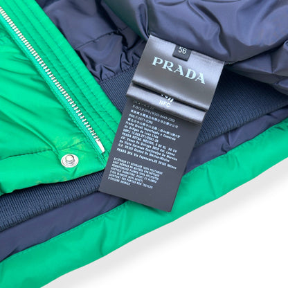 PRADA DOWN HOODED PUFFER JACKET GREEN 56 / XL | XL, Green