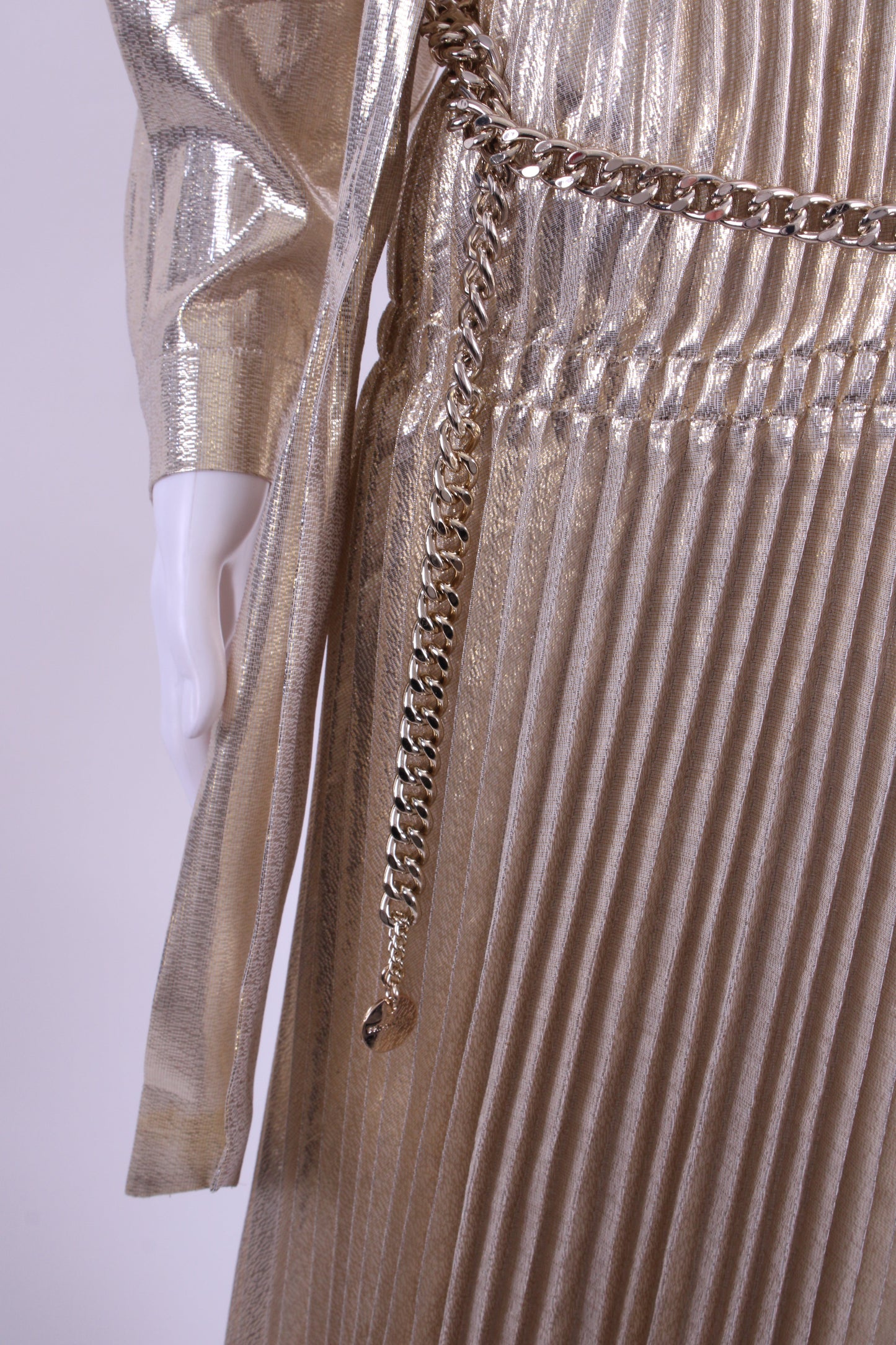 Self Portrait Gold Metallic Neck Tie Dress Gold 10 | O/S, Gold