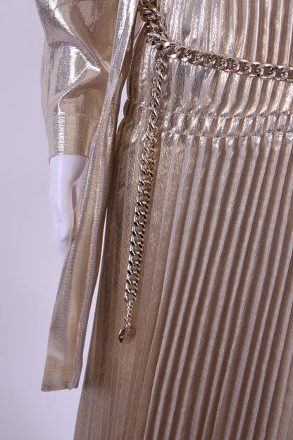 Self Portrait Gold Metallic Neck Tie Dress Gold 10 | O/S, Gold