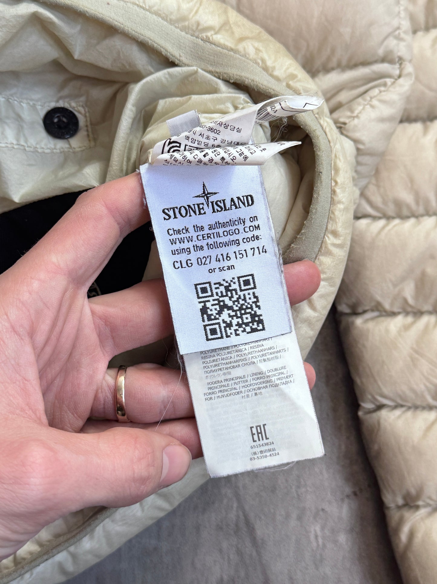 Stone Island A/W 2016 Garment Dyed Micro Yarn Cream Down Puffer