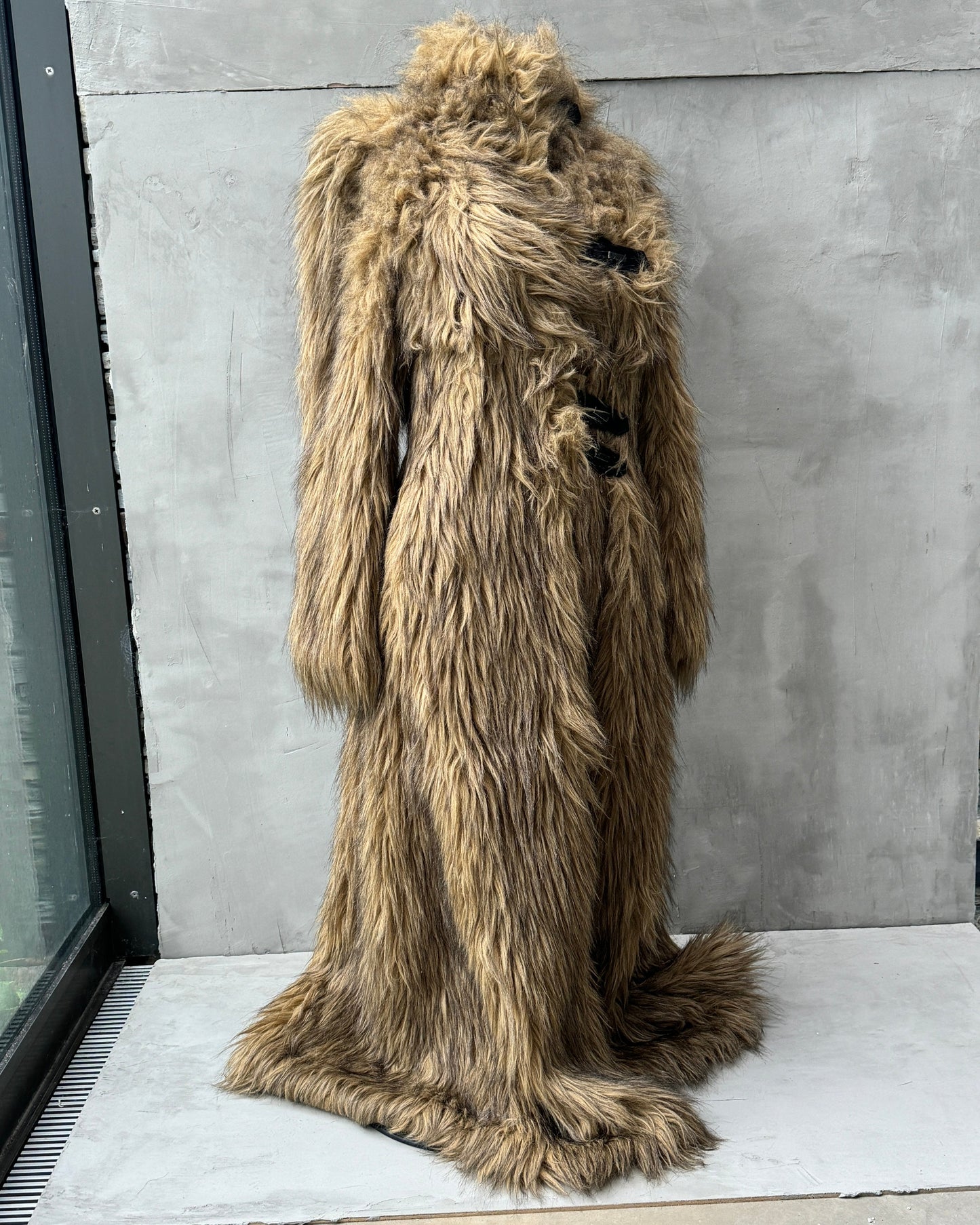 EMPORIO ARMANI 2000'S FAUX FUR FLOOR-LENGTH COAT - S | Small, Black