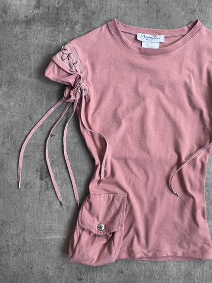 Christain Dior S/S 2004 Rose Pink Lace Detail Tee