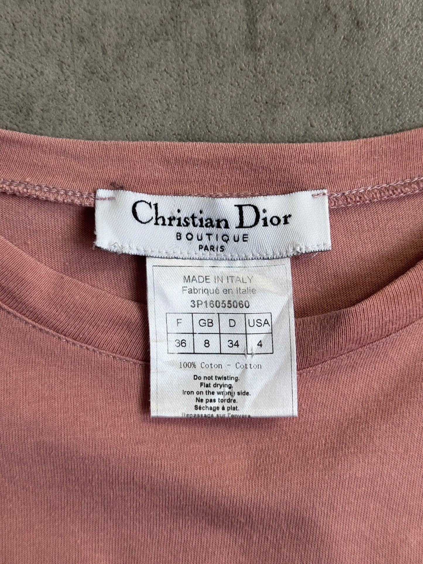 Christain Dior S/S 2004 Rose Pink Lace Detail Tee