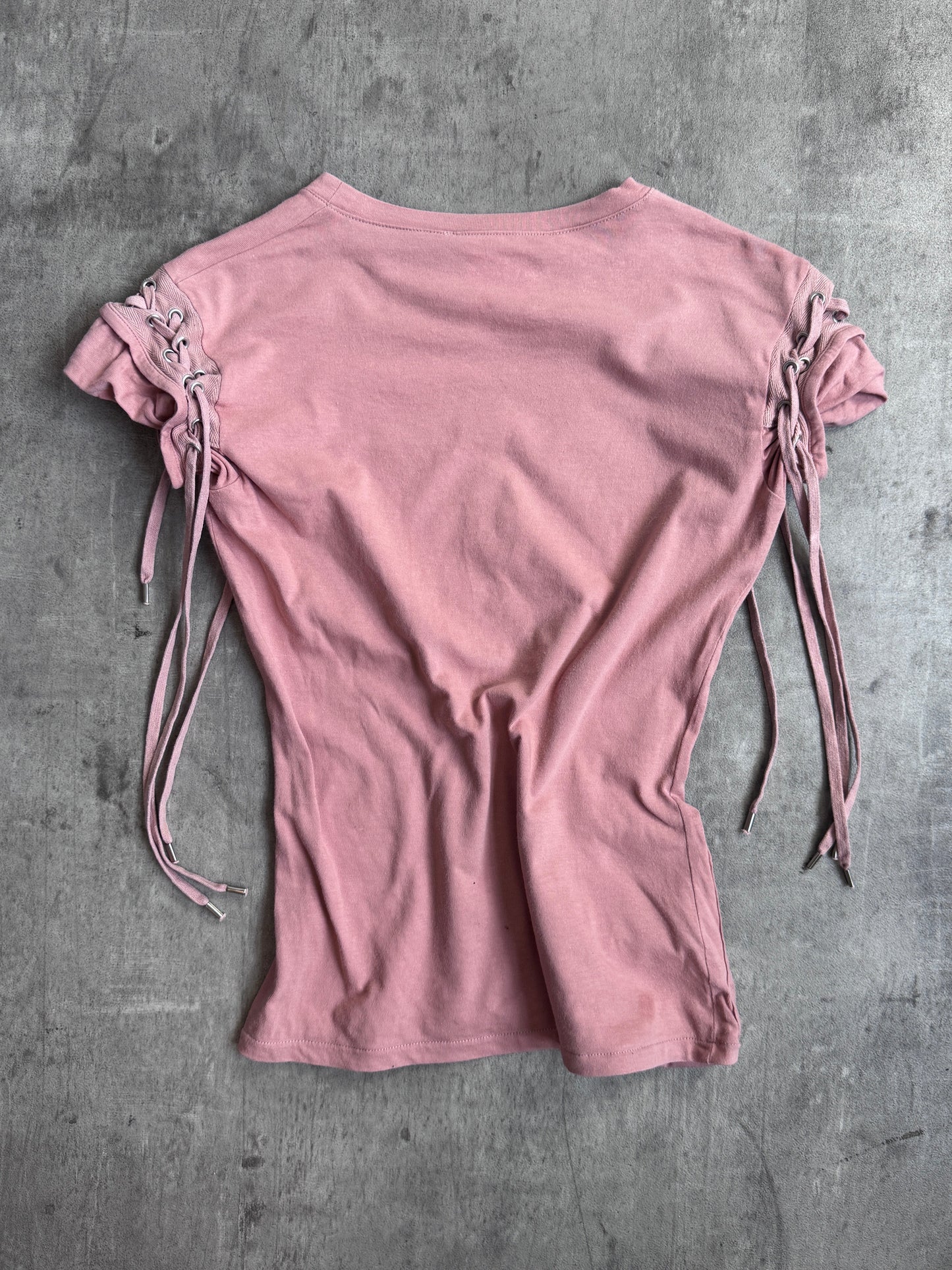 Christain Dior S/S 2004 Rose Pink Lace Detail Tee