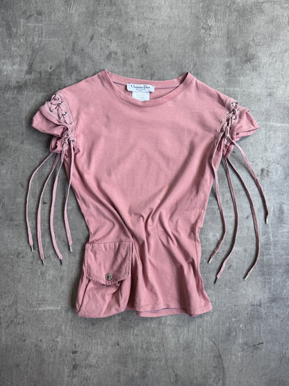 Christain Dior S/S 2004 Rose Pink Lace Detail Tee