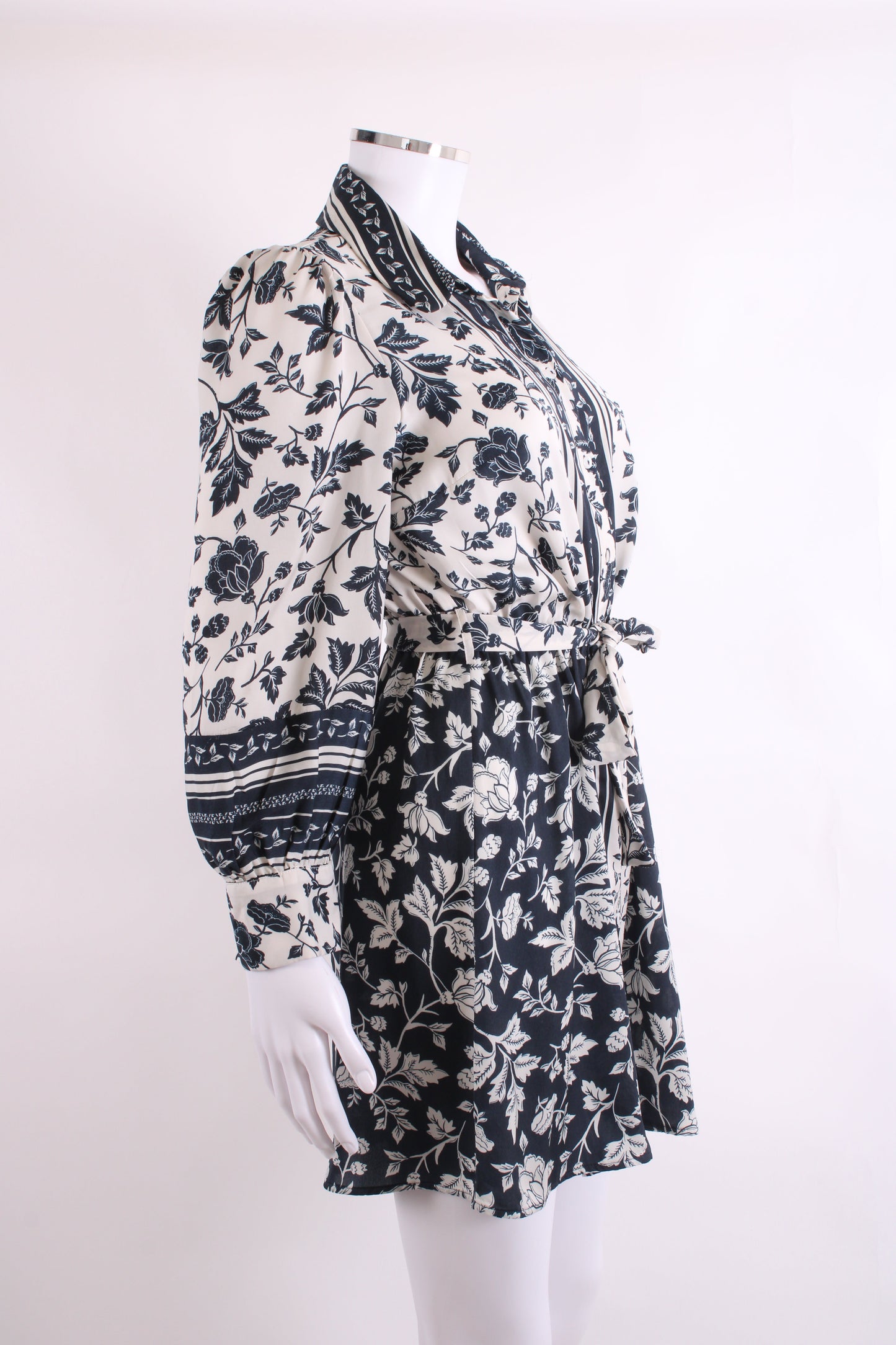 BA&SH L/S Vine Print Dress White/ Navy 6 | O/S, Multicoloured