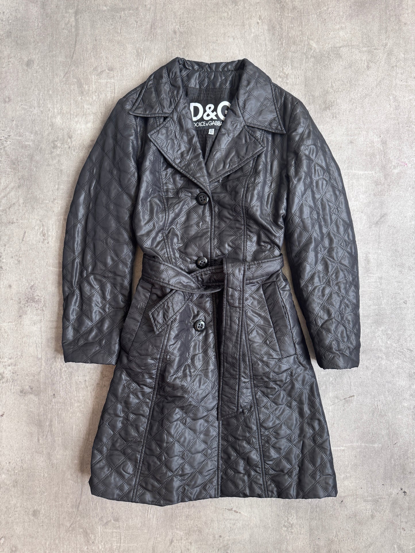2000's Dolce & Gabanna Lightweight Quilted Belted Trench