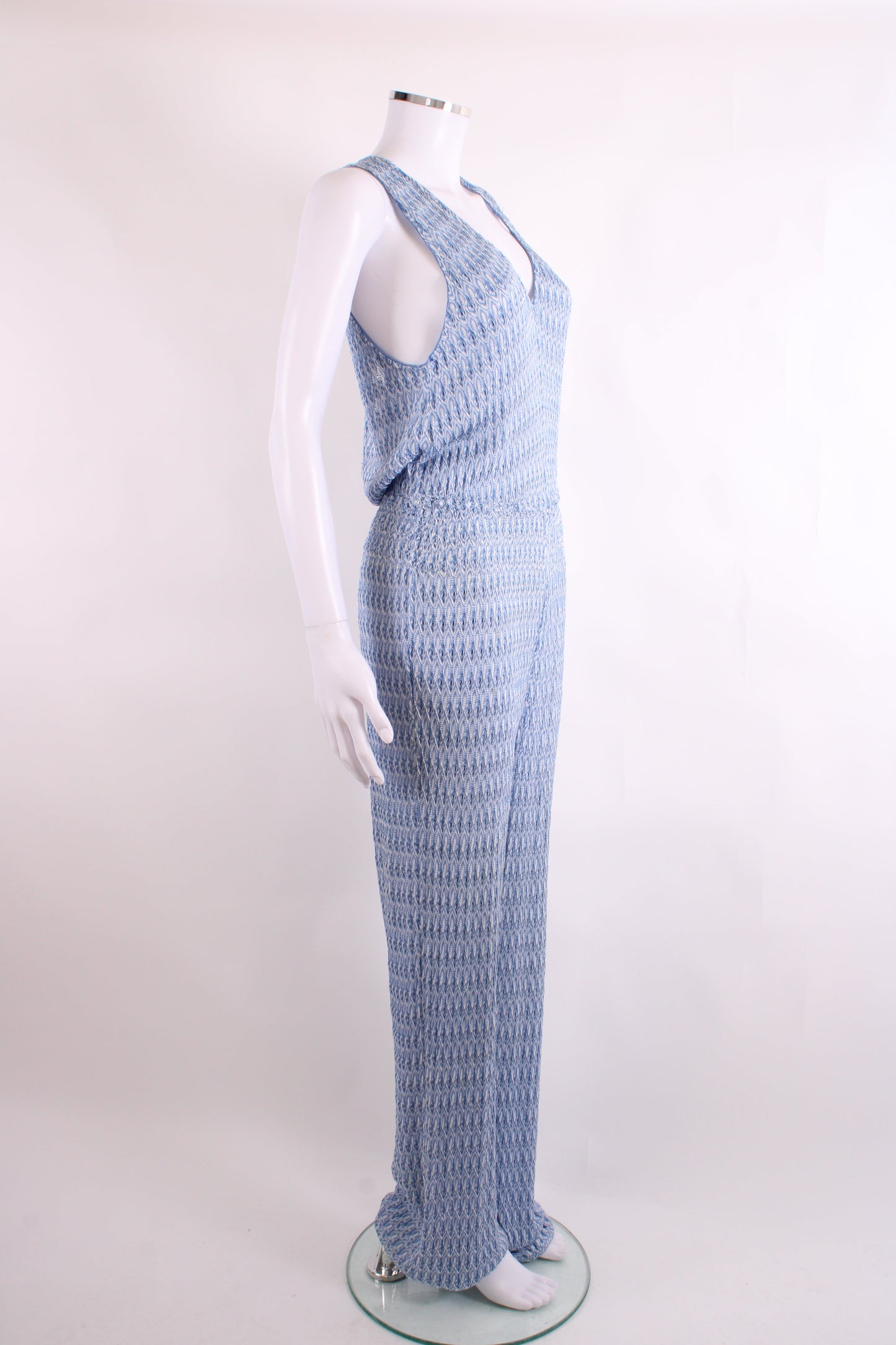 Missoni Halter Neck Jumpsuit Blue/ White 12 | O/S, Blue