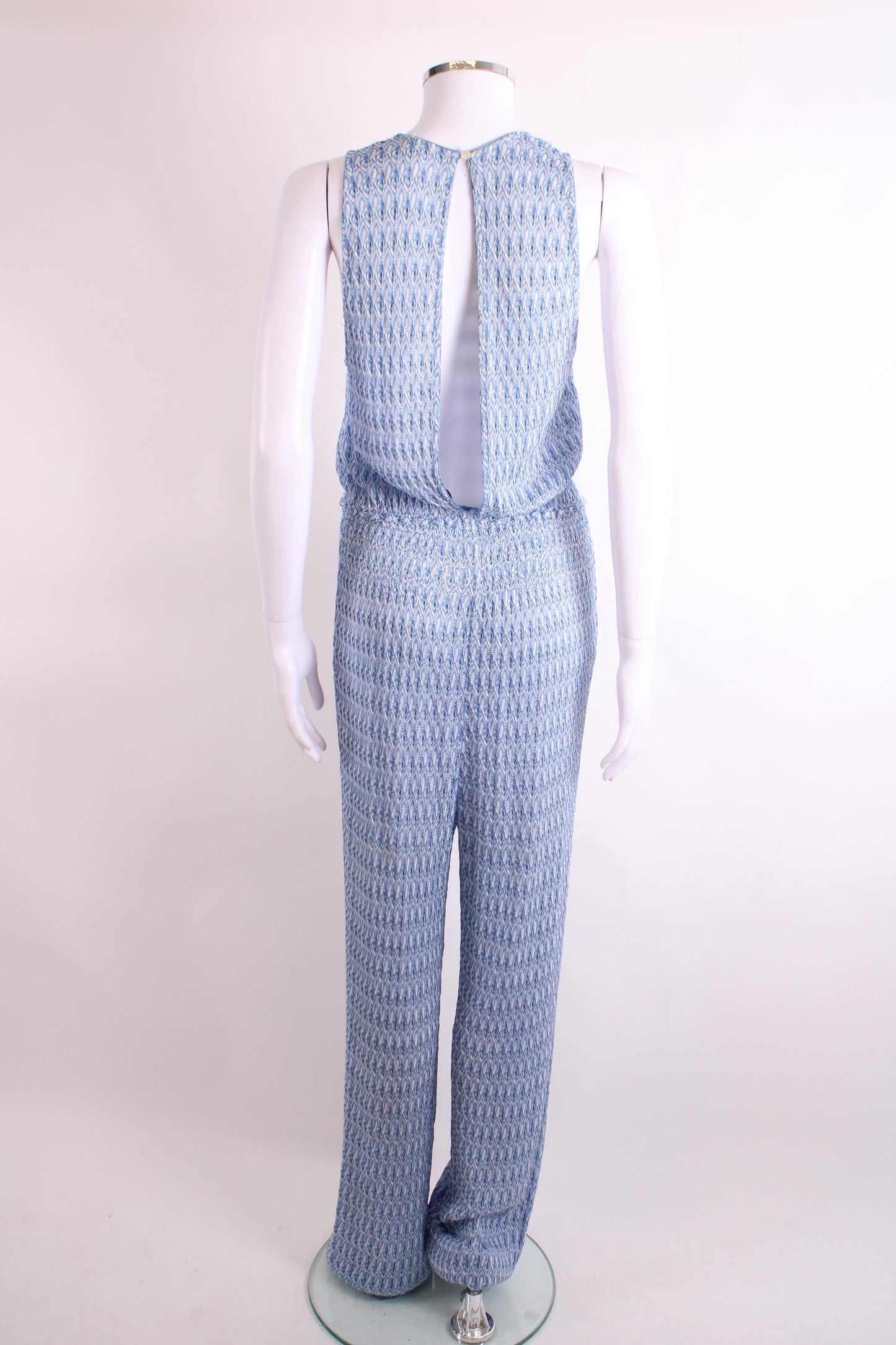 Missoni Halter Neck Jumpsuit Blue/ White 12 | O/S, Blue
