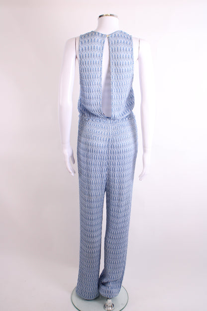 Missoni Halter Neck Jumpsuit Blue/ White 12 | O/S, Blue