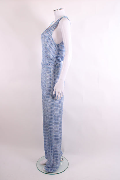 Missoni Halter Neck Jumpsuit Blue/ White 12 | O/S, Blue