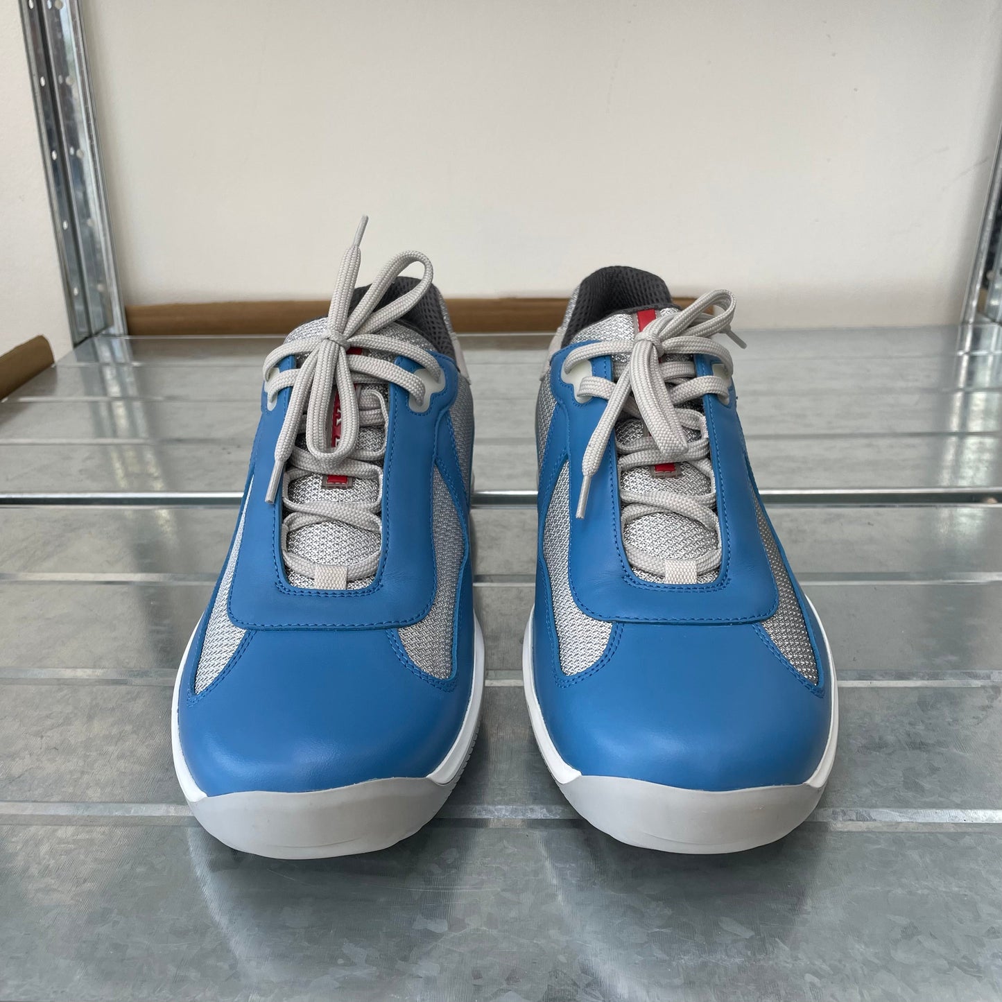 Prada Sport Blue & Grey Re-Edition Leather America's Cup Original Trainers | LARGE, Blue