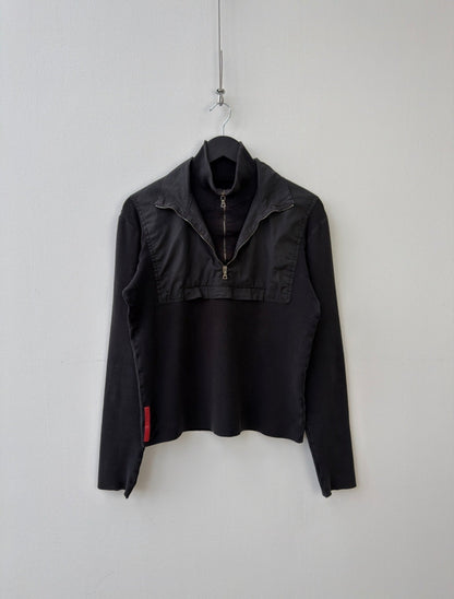 Prada Black 00s Technical Quarter Zip | O/S, Black