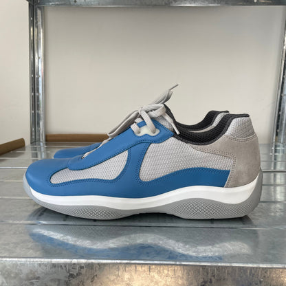 Prada Sport Blue & Grey Re-Edition Leather America's Cup Original Trainers | LARGE, Blue