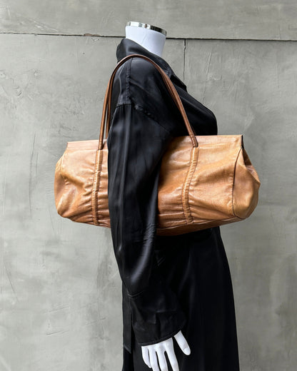 MIU MIU LIGHT BROWN LEATHER BARREL SHOULDER BAG | O/S, Brown