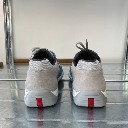 Prada Sport Blue & Grey Re-Edition Leather America's Cup Original Trainers | LARGE, Blue