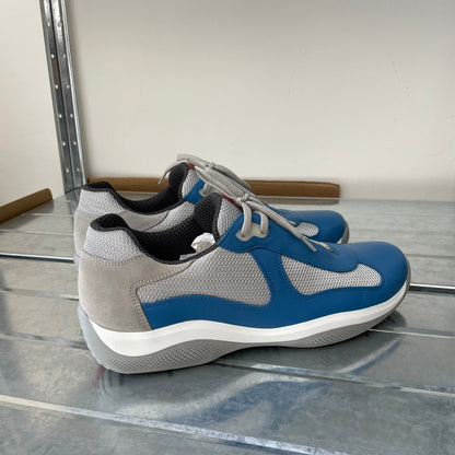 Prada Sport Blue & Grey Re-Edition Leather America's Cup Original Trainers | LARGE, Blue