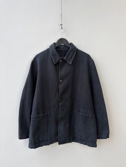 C.P. Company Navy Cotton Linen Button Workwear Jacket | O/S, Navy