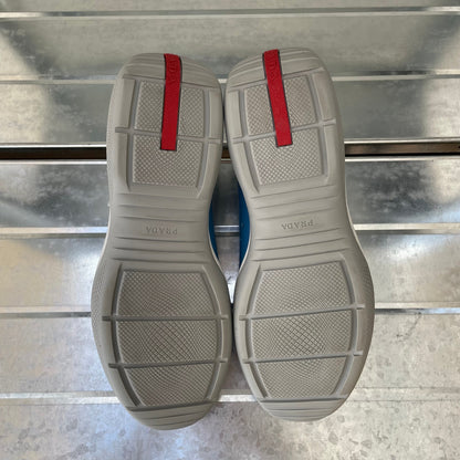 Prada Sport Blue & Grey Re-Edition Leather America's Cup Original Trainers | LARGE, Blue