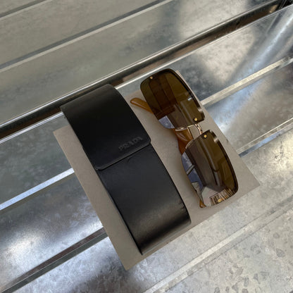 Prada Brown 00s Women's Rimless Rectangle Sunglasses | O/S, Brown