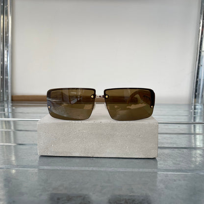 Prada Brown 00s Women's Rimless Rectangle Sunglasses | O/S, Brown