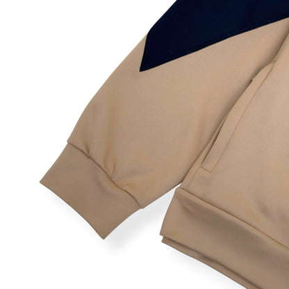 DOLCE GABBANA DG LOGO QUARTER ZIP SWEATSHIRT NAVY BEIGE 54 / XL | XL, Beige