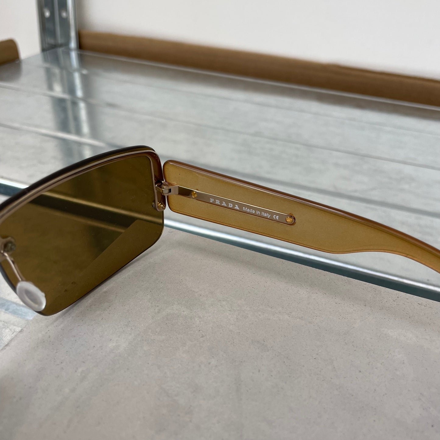 Prada Brown 00s Women's Rimless Rectangle Sunglasses | O/S, Brown