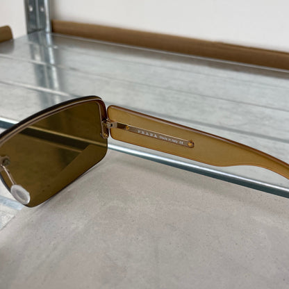 Prada Brown 00s Women's Rimless Rectangle Sunglasses | O/S, Brown