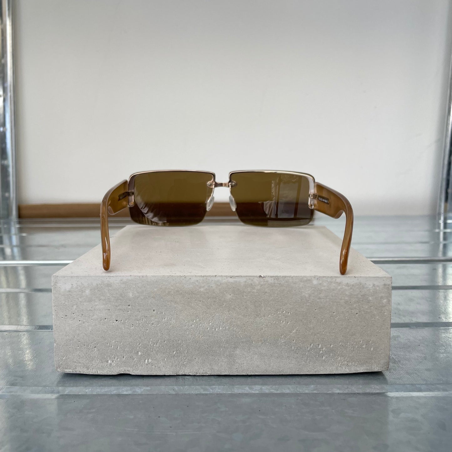 Prada Brown 00s Women's Rimless Rectangle Sunglasses | O/S, Brown