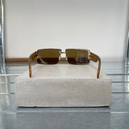 Prada Brown 00s Women's Rimless Rectangle Sunglasses | O/S, Brown